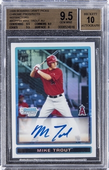 2009 Bowman Chrome Draft Prospects #BDPP89 Mike Trout (Refractor) Signed Rookie Card (#373/500) – BGS GEM MINT 9.5/BGS 10
